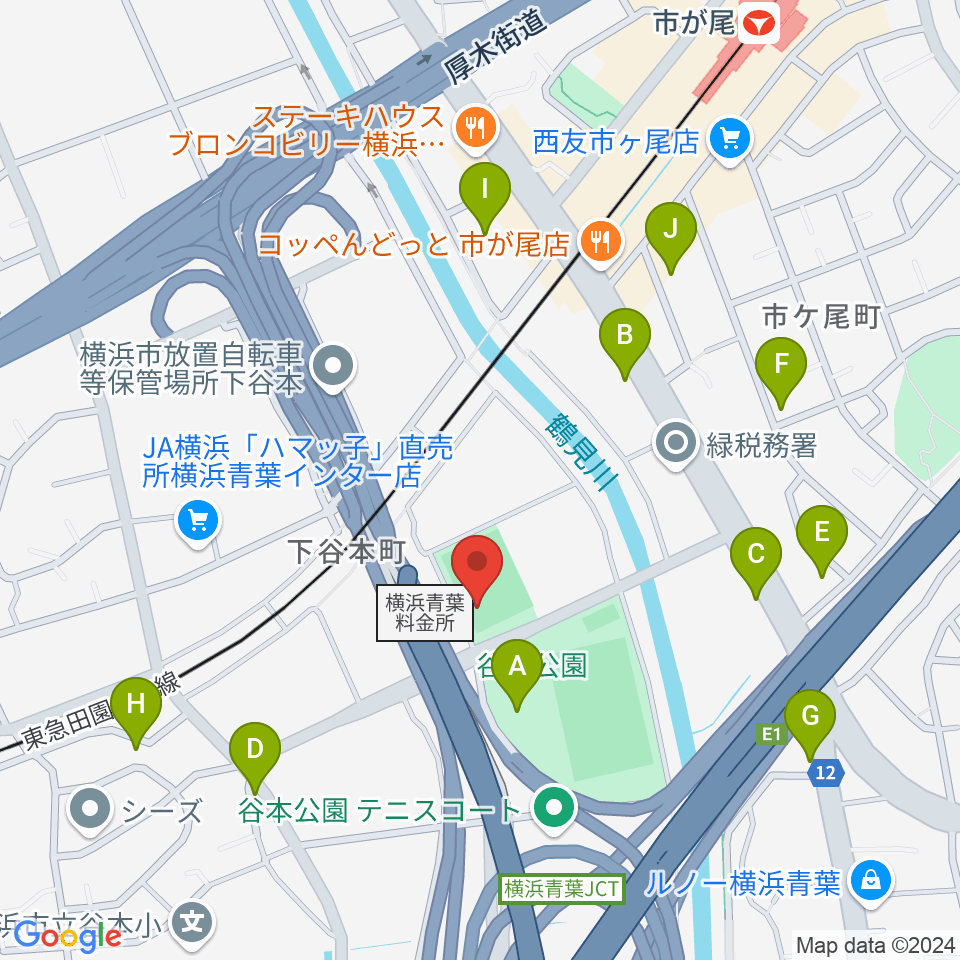 谷本公園多目的運動広場周辺の駐車場・コインパーキング一覧地図