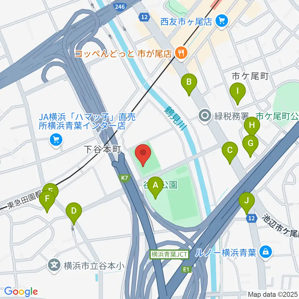 谷本公園多目的運動広場周辺の駐車場・コインパーキング一覧地図