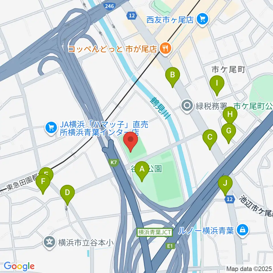 谷本公園多目的運動広場周辺の駐車場・コインパーキング一覧地図