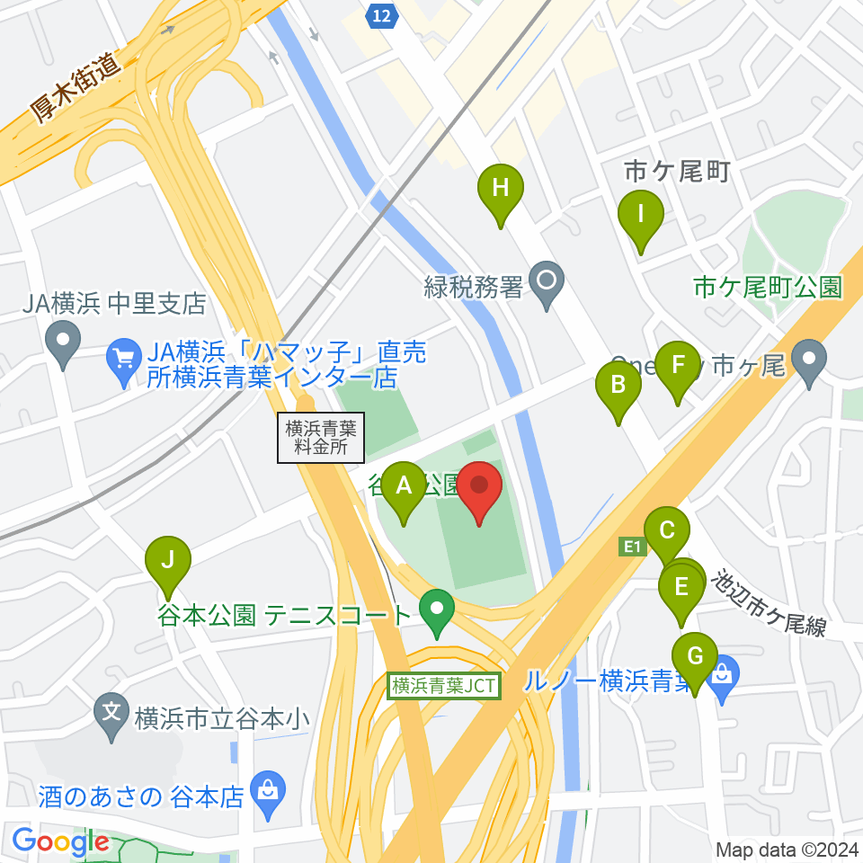 谷本公園球技場 周辺の駐車場・コインパーキング一覧地図