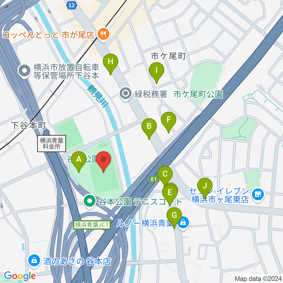 谷本公園球技場 周辺の駐車場・コインパーキング一覧地図