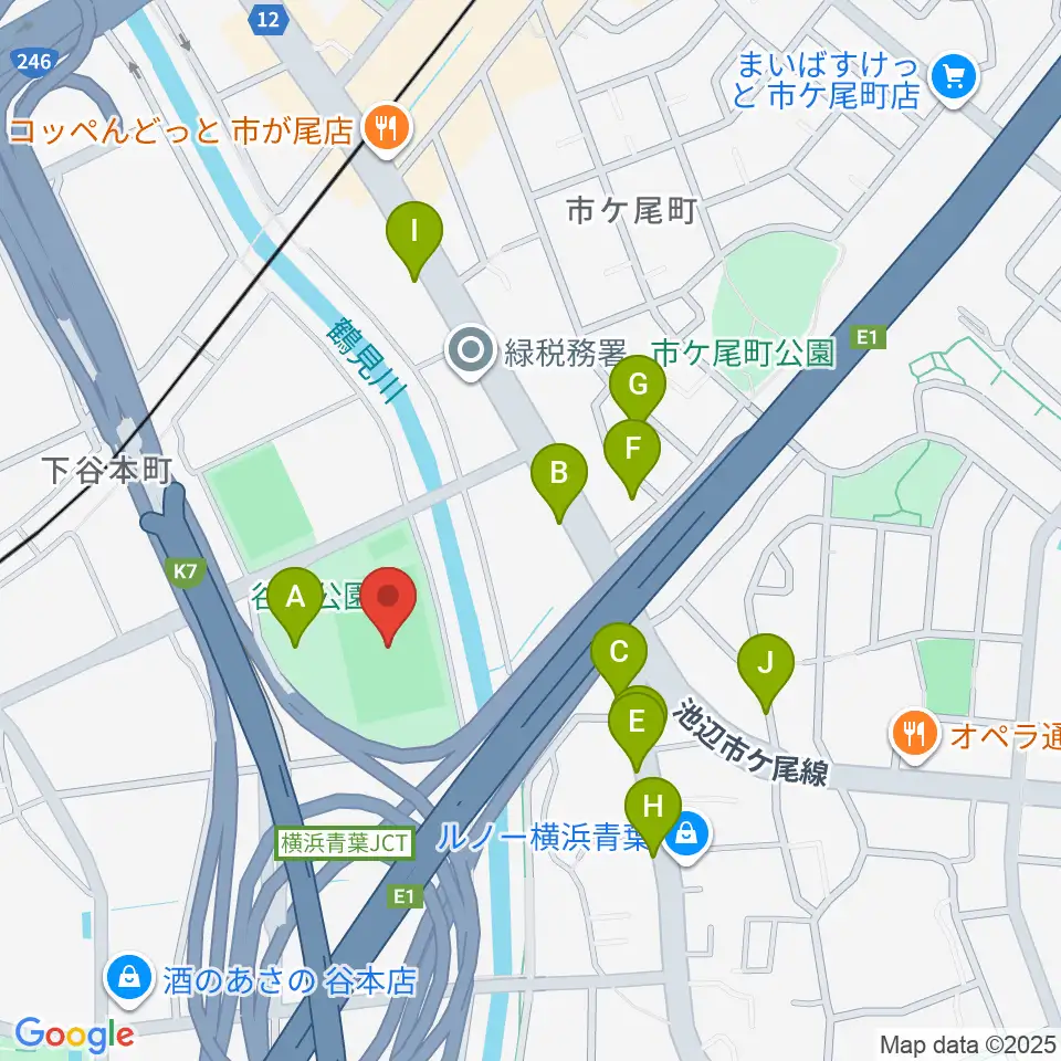 谷本公園球技場 周辺の駐車場・コインパーキング一覧地図