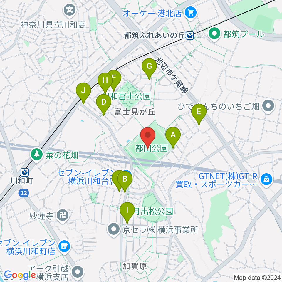 都田公園運動広場 周辺の駐車場・コインパーキング一覧地図