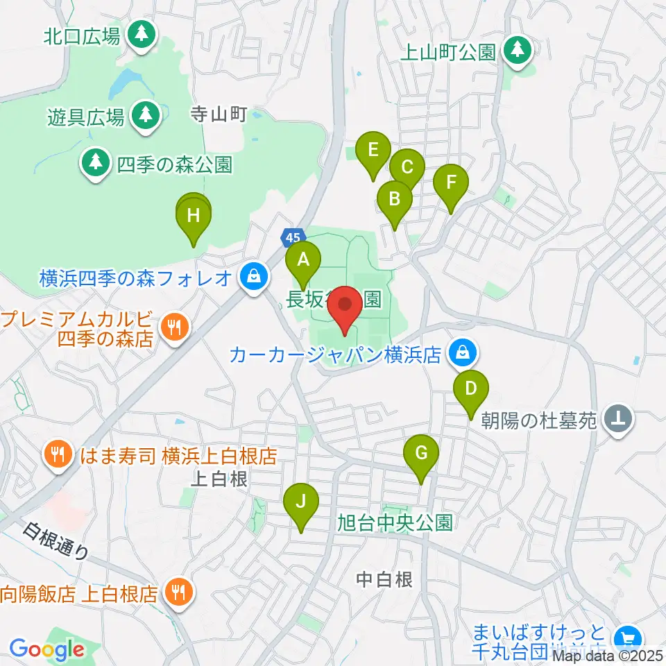 長坂谷公園野球場周辺の駐車場・コインパーキング一覧地図