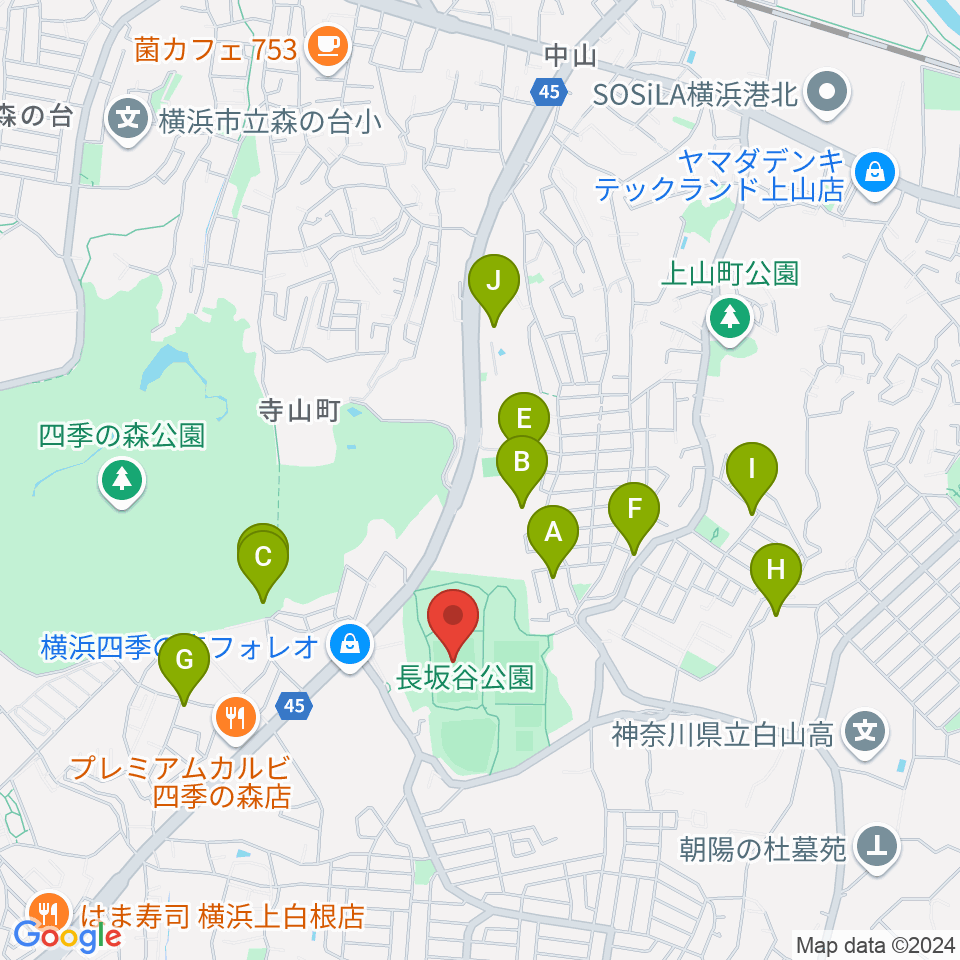 長坂谷公園運動広場 周辺の駐車場・コインパーキング一覧地図