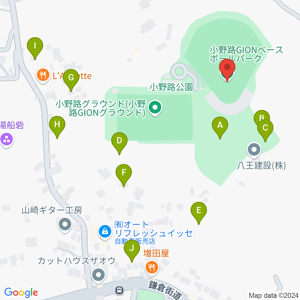 小野路GIONベースボールパーク周辺の駐車場・コインパーキング一覧地図