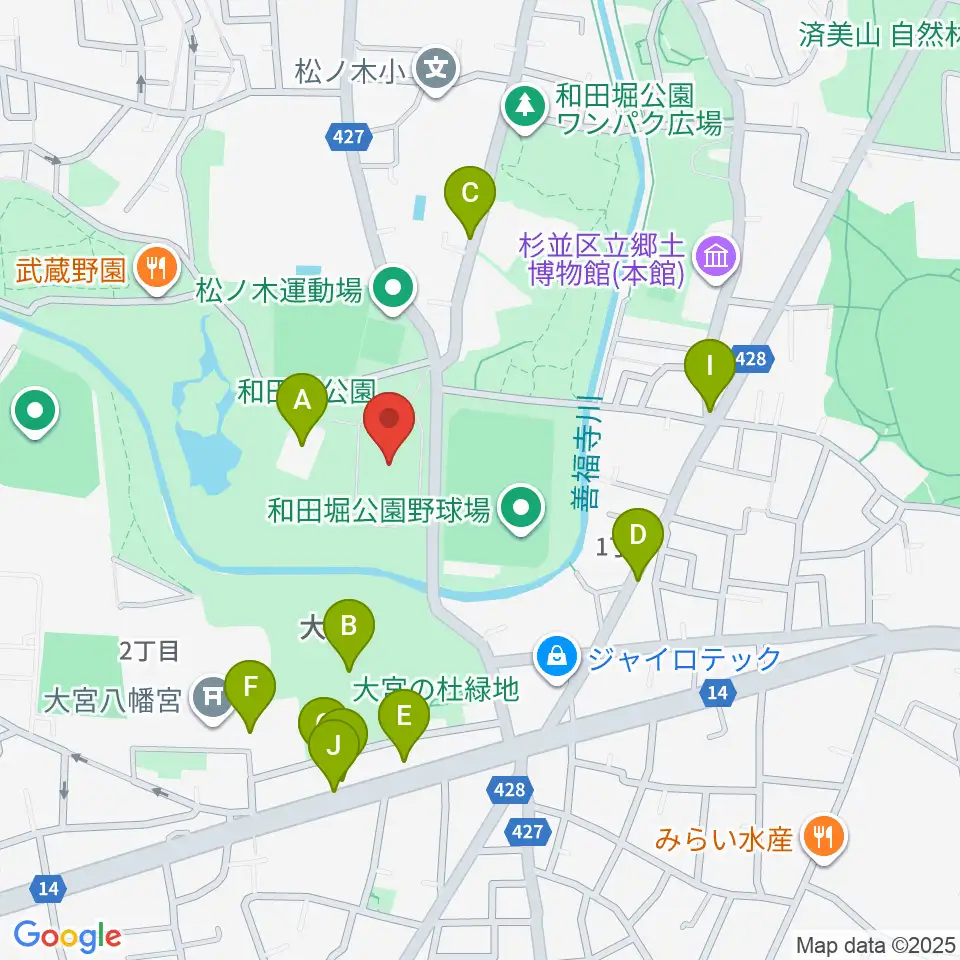 和田堀公園第一競技場周辺の駐車場・コインパーキング一覧地図