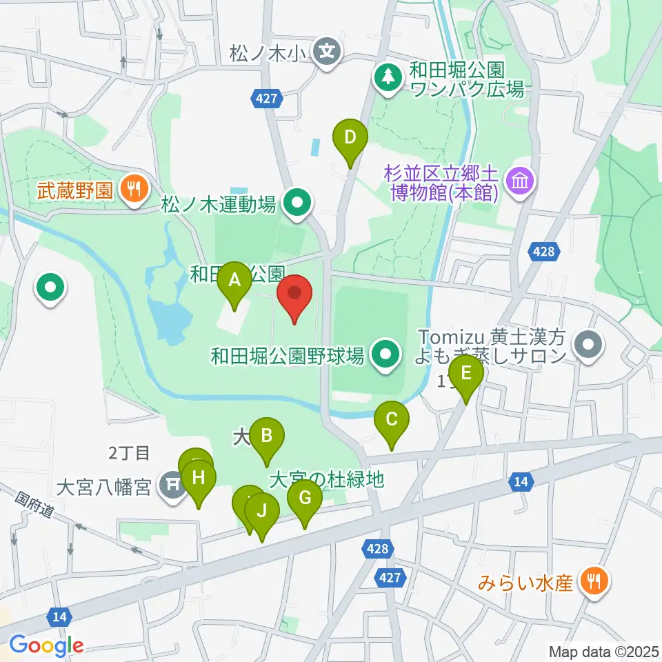 和田堀公園第一競技場周辺の駐車場・コインパーキング一覧地図