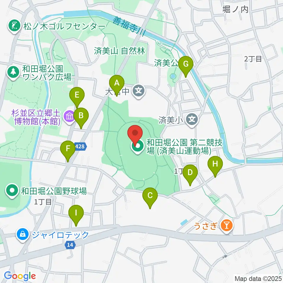 和田堀公園第二競技場周辺の駐車場・コインパーキング一覧地図