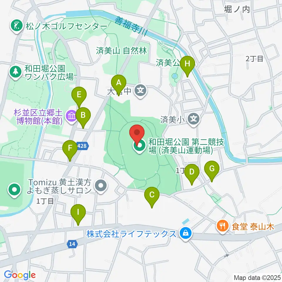 和田堀公園第二競技場周辺の駐車場・コインパーキング一覧地図