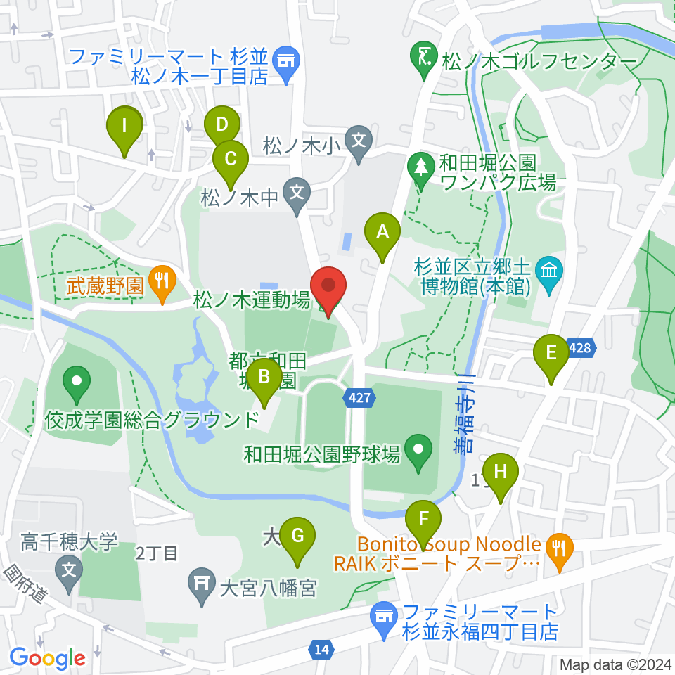 松ノ木運動場軟式野球場周辺の駐車場・コインパーキング一覧地図