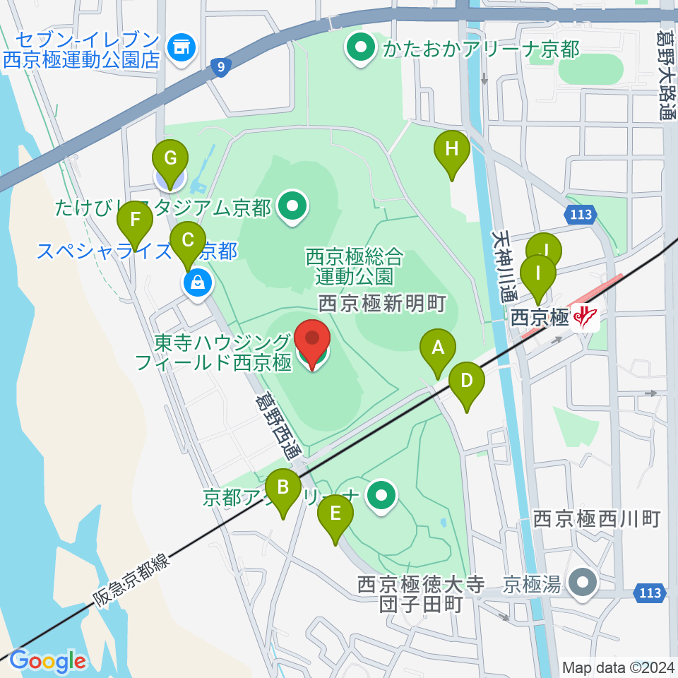 東寺ハウジングフィールド西京極周辺の駐車場・コインパーキング一覧地図