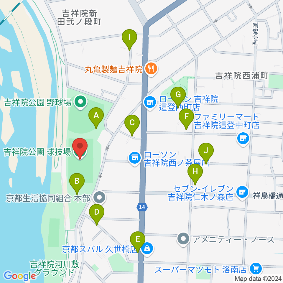 SBSロジコム吉祥院公園球技場周辺の駐車場・コインパーキング一覧地図