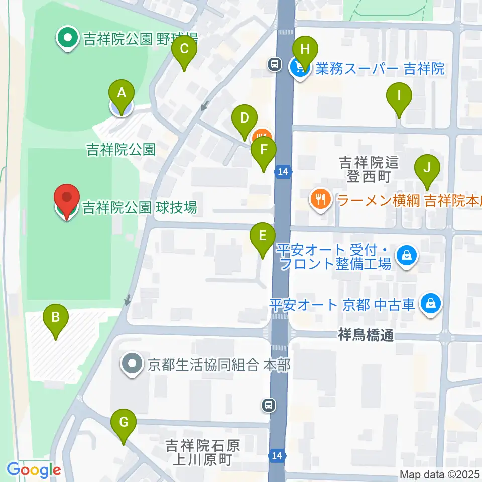 SBSロジコム吉祥院公園球技場周辺の駐車場・コインパーキング一覧地図