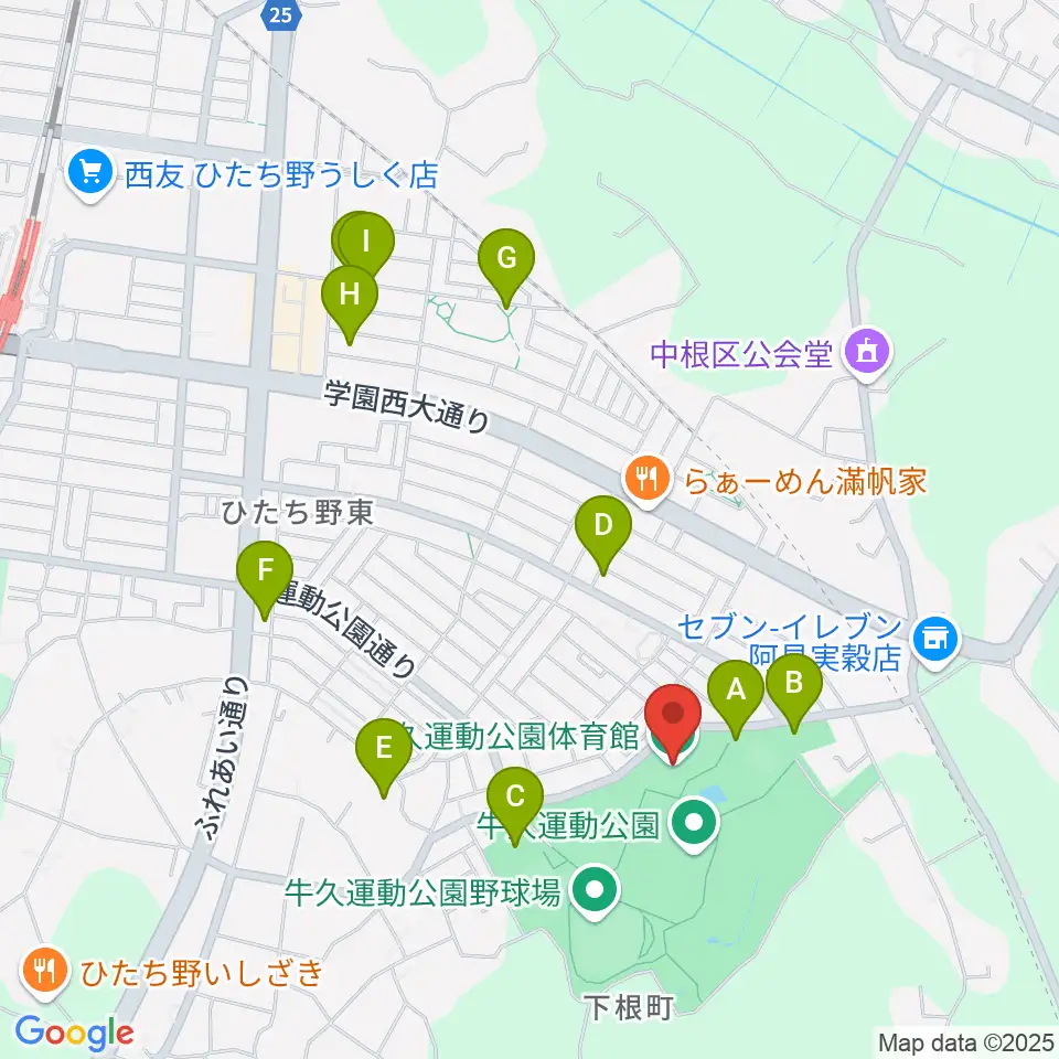 牛久運動公園体育館周辺の駐車場・コインパーキング一覧地図