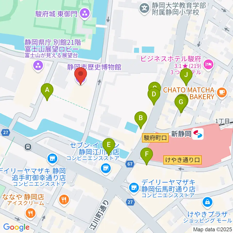 静岡市歴史博物館周辺の駐車場・コインパーキング一覧地図