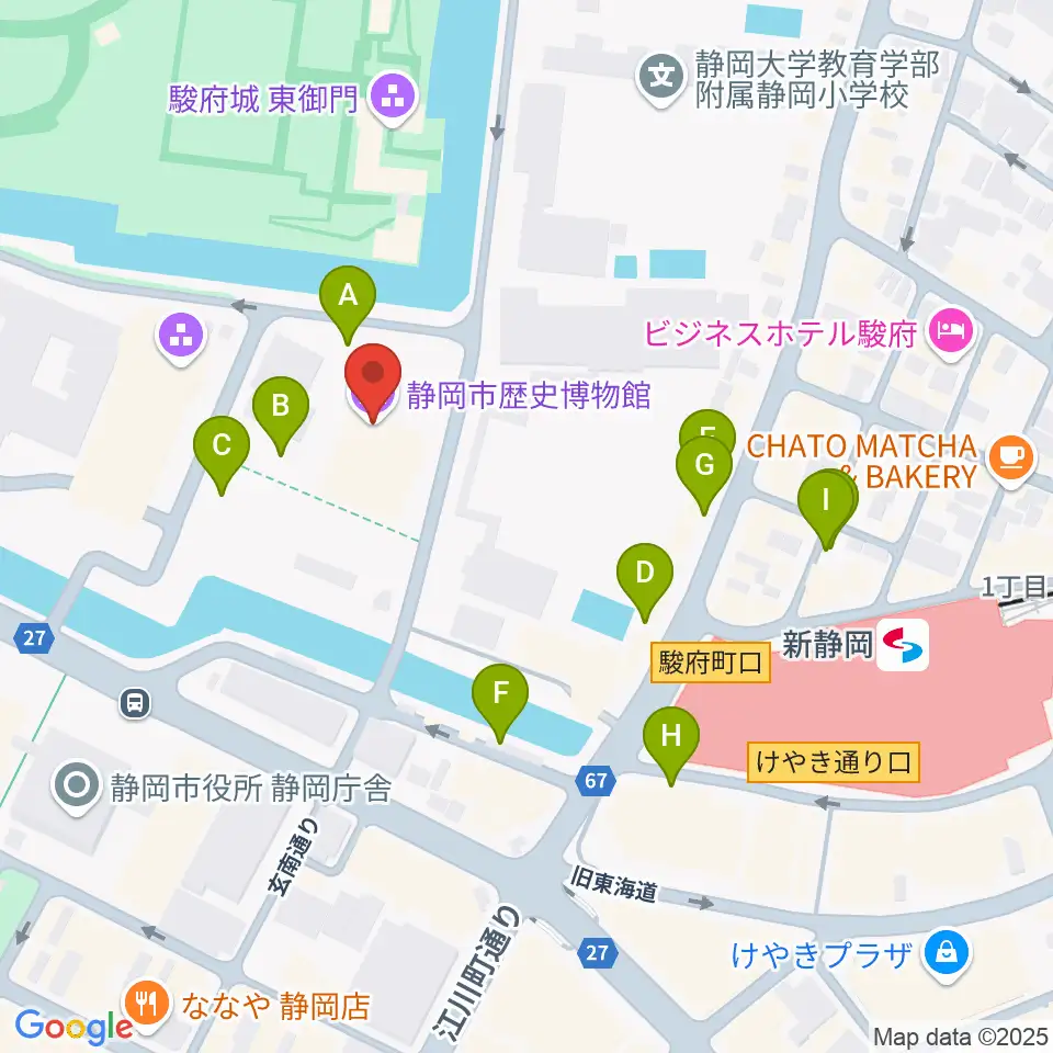 静岡市歴史博物館周辺の駐車場・コインパーキング一覧地図