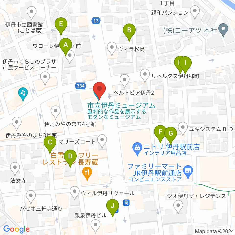 市立伊丹ミュージアム周辺の駐車場・コインパーキング一覧地図