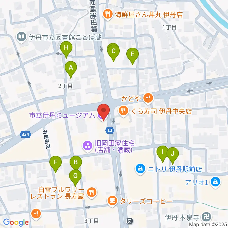 市立伊丹ミュージアム周辺の駐車場・コインパーキング一覧地図