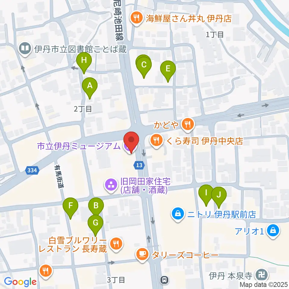 市立伊丹ミュージアム周辺の駐車場・コインパーキング一覧地図