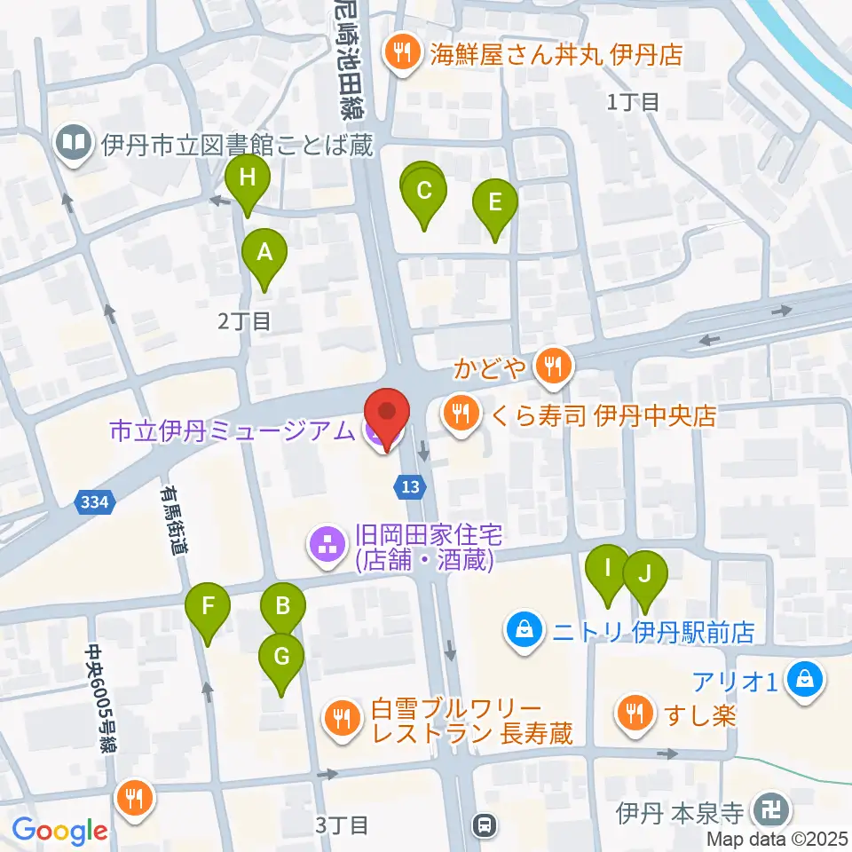 市立伊丹ミュージアム周辺の駐車場・コインパーキング一覧地図