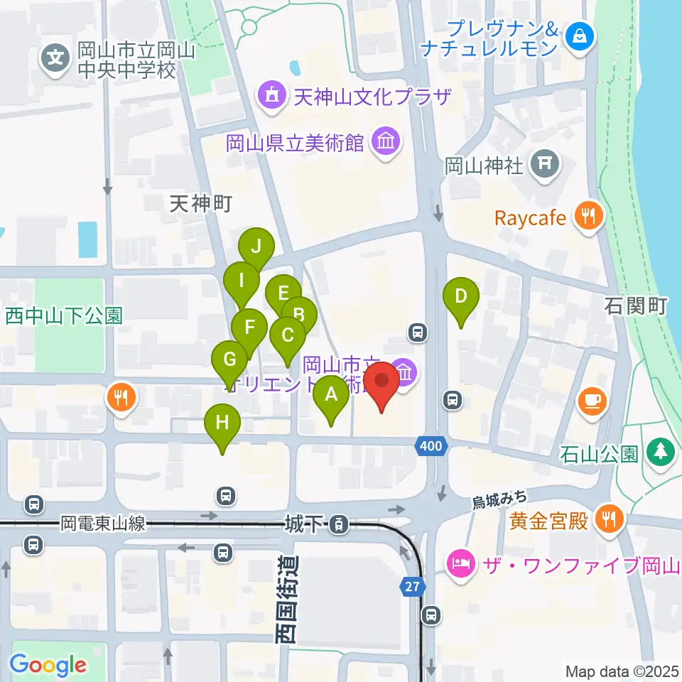 岡山市立オリエント美術館周辺の駐車場・コインパーキング一覧地図