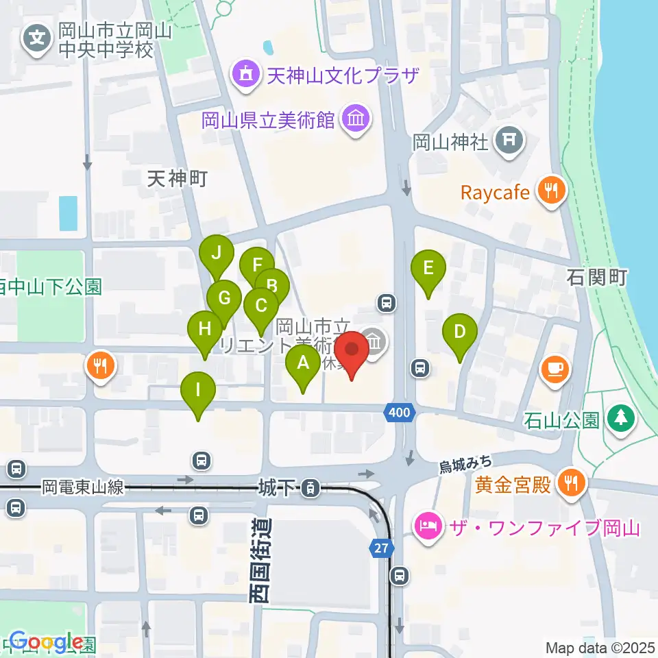 岡山市立オリエント美術館周辺の駐車場・コインパーキング一覧地図