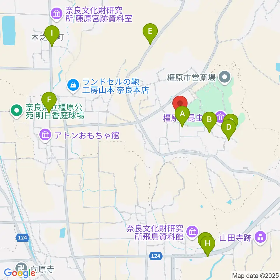 橿原市香久山体育館周辺の駐車場・コインパーキング一覧地図