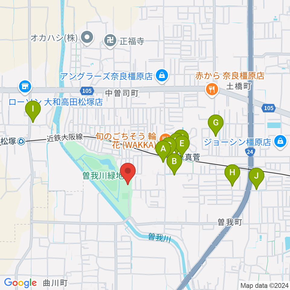 曽我川緑地体育館周辺の駐車場・コインパーキング一覧地図