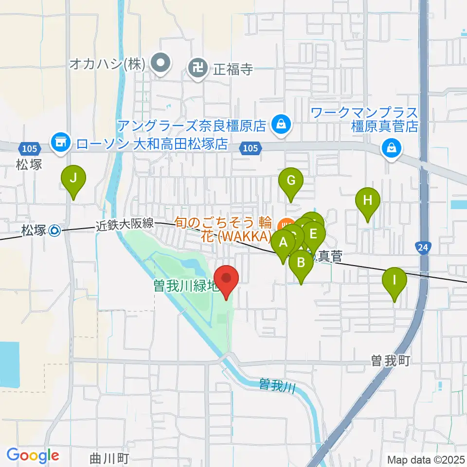 曽我川緑地体育館周辺の駐車場・コインパーキング一覧地図