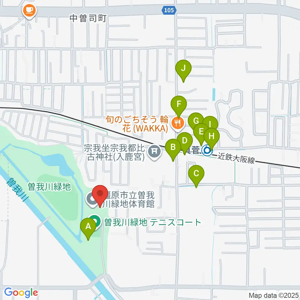 曽我川緑地体育館周辺の駐車場・コインパーキング一覧地図