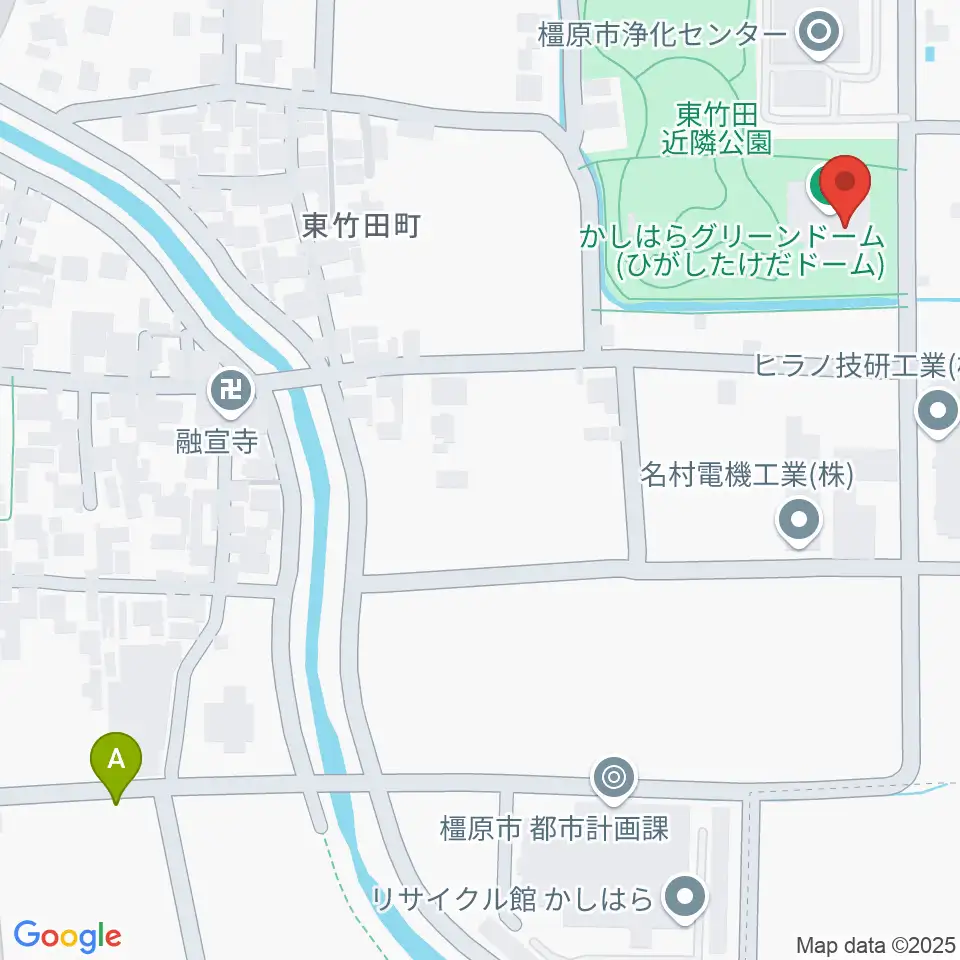橿原市ひがしたけだドーム周辺の駐車場・コインパーキング一覧地図