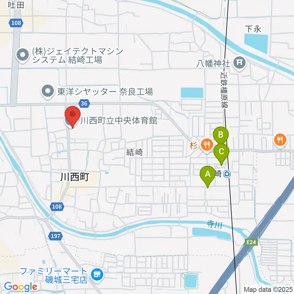川西町中央体育館周辺の駐車場・コインパーキング一覧地図