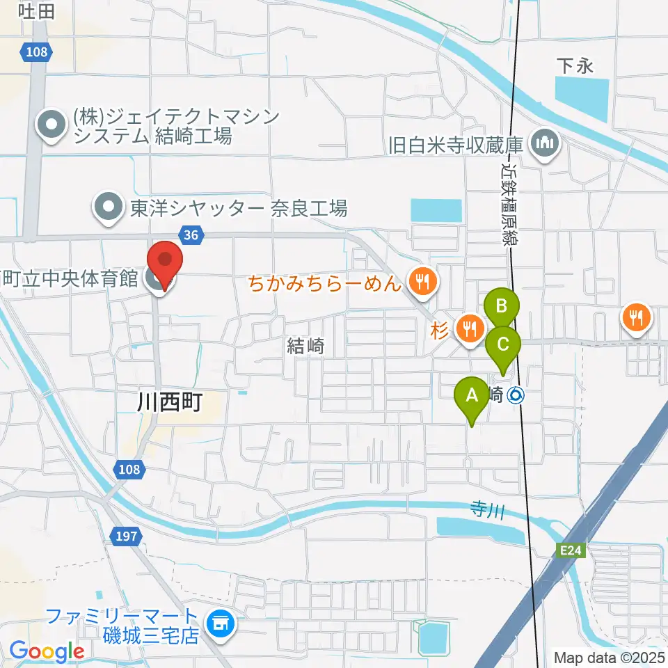 川西町中央体育館周辺の駐車場・コインパーキング一覧地図