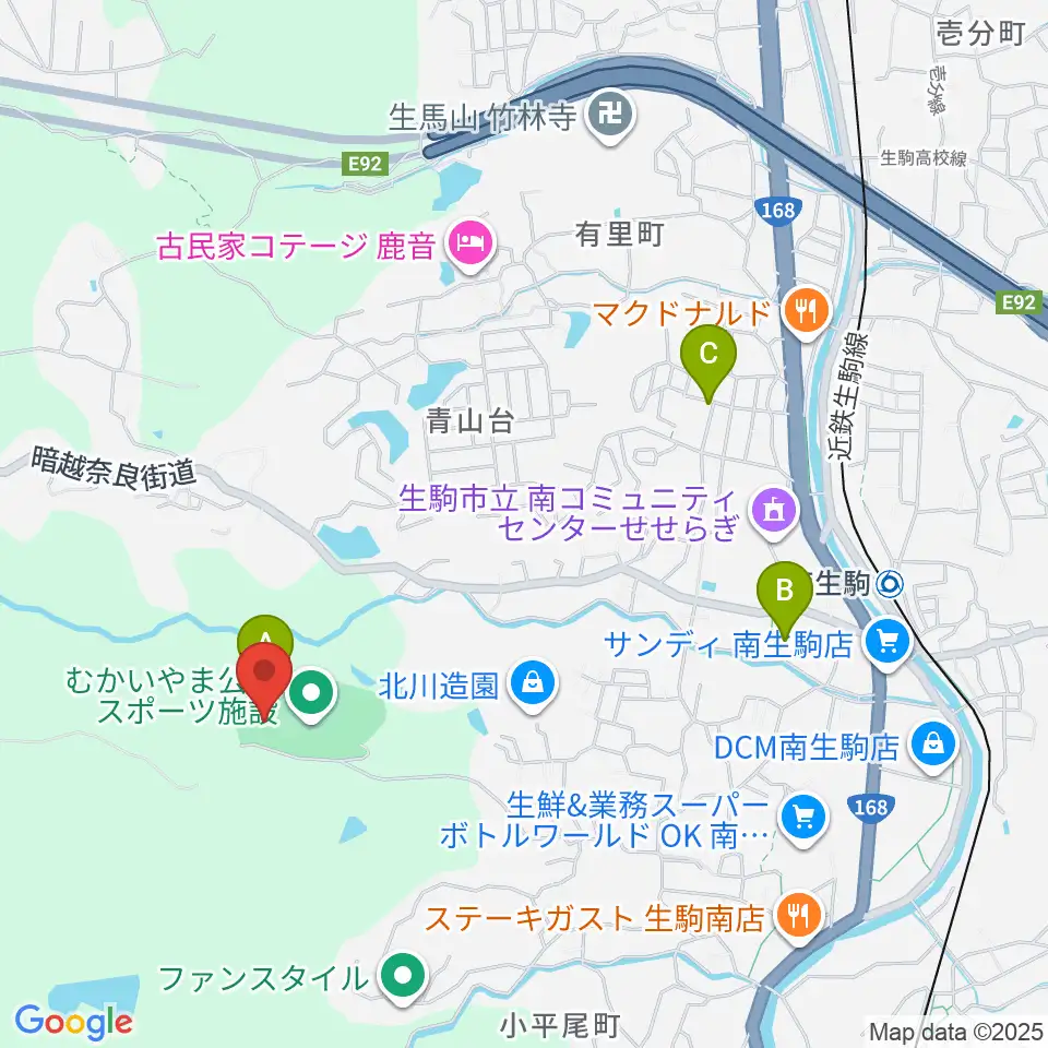 むかいやま公園体育館周辺の駐車場・コインパーキング一覧地図