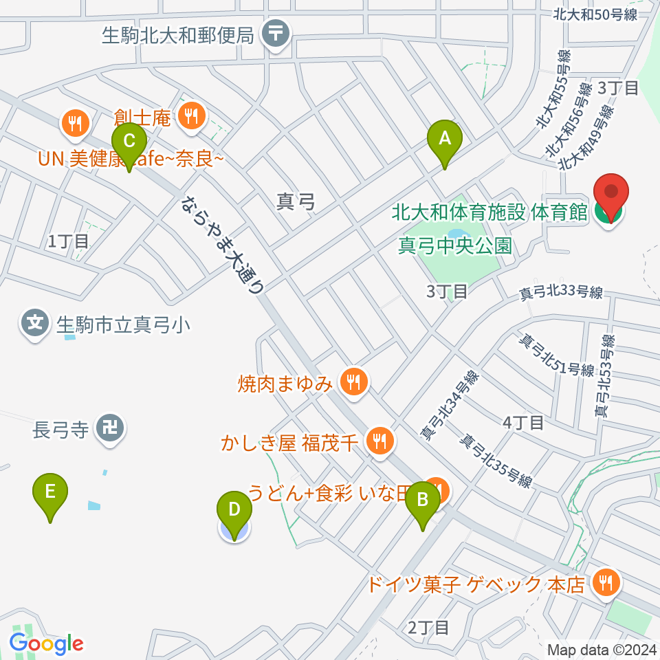 北大和体育施設体育館周辺の駐車場・コインパーキング一覧地図