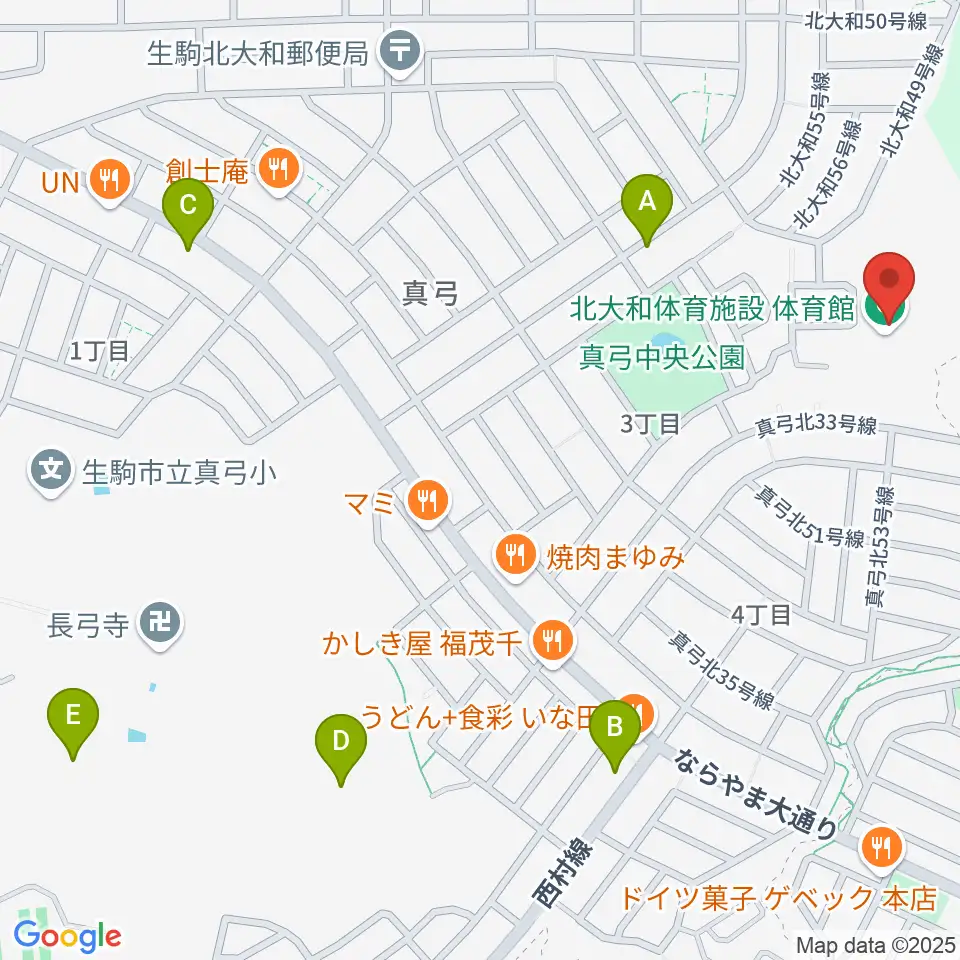 北大和体育施設体育館周辺の駐車場・コインパーキング一覧地図
