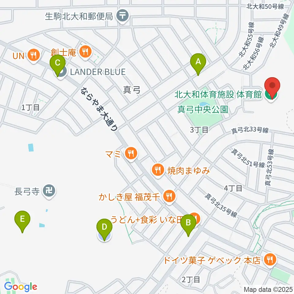 北大和体育施設体育館周辺の駐車場・コインパーキング一覧地図