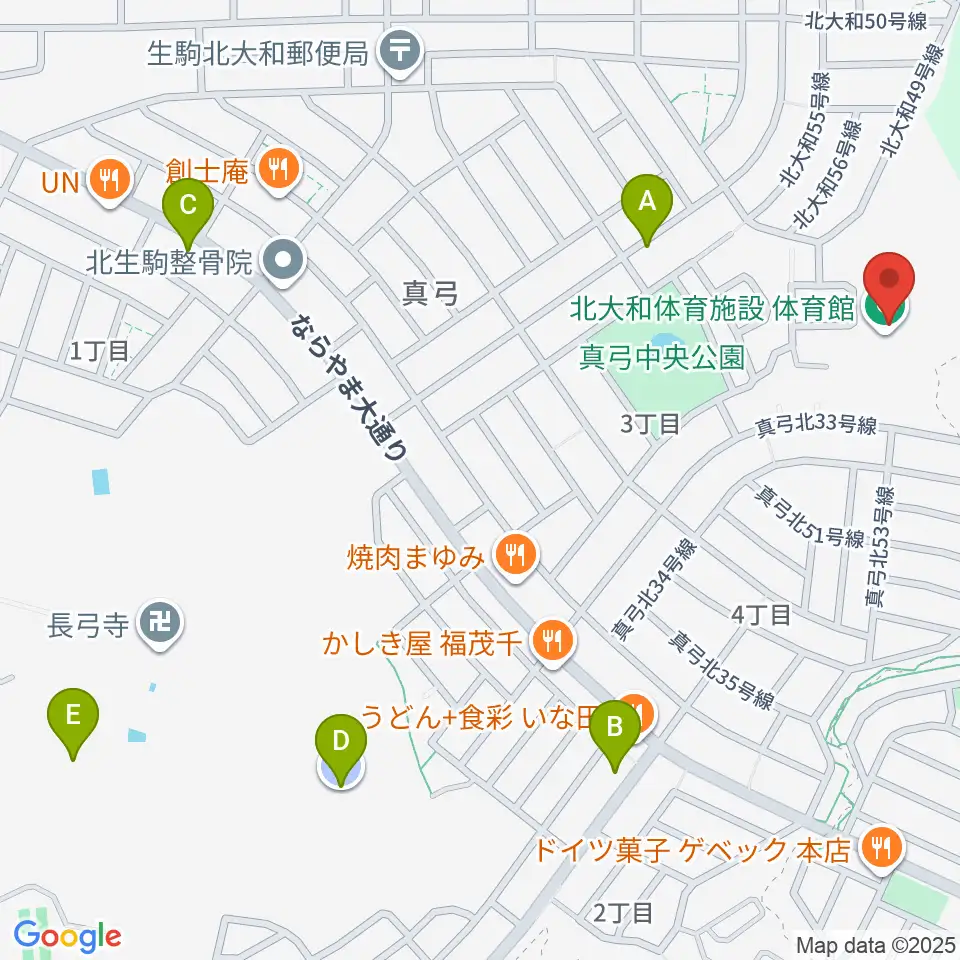 北大和体育施設体育館周辺の駐車場・コインパーキング一覧地図