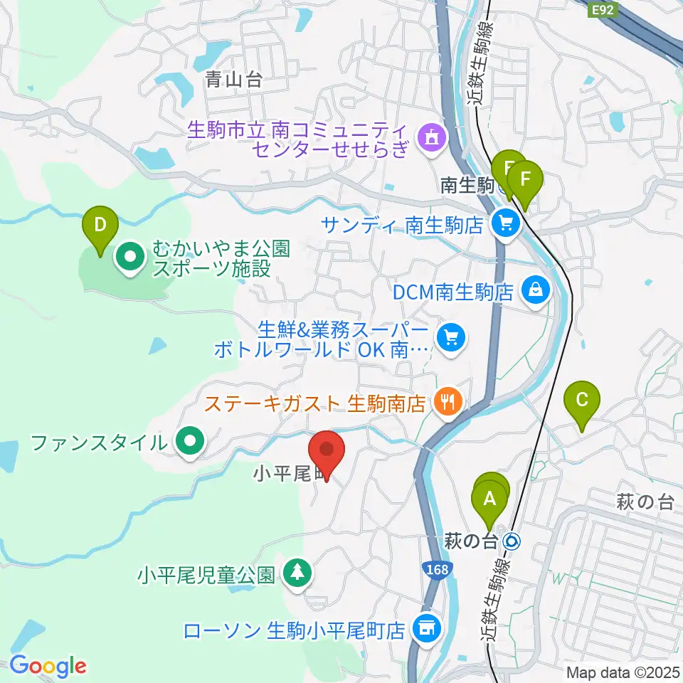 生駒市立小平尾南体育館周辺の駐車場・コインパーキング一覧地図