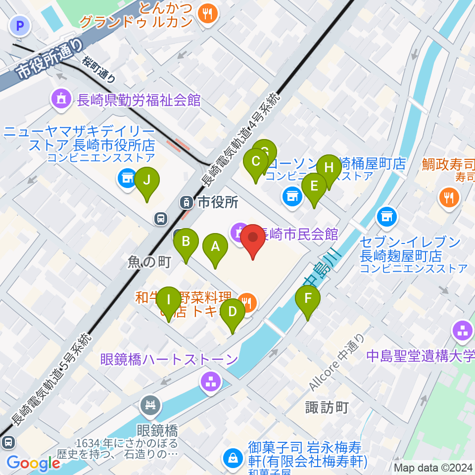 長崎市民体育館 周辺の駐車場・コインパーキング一覧地図