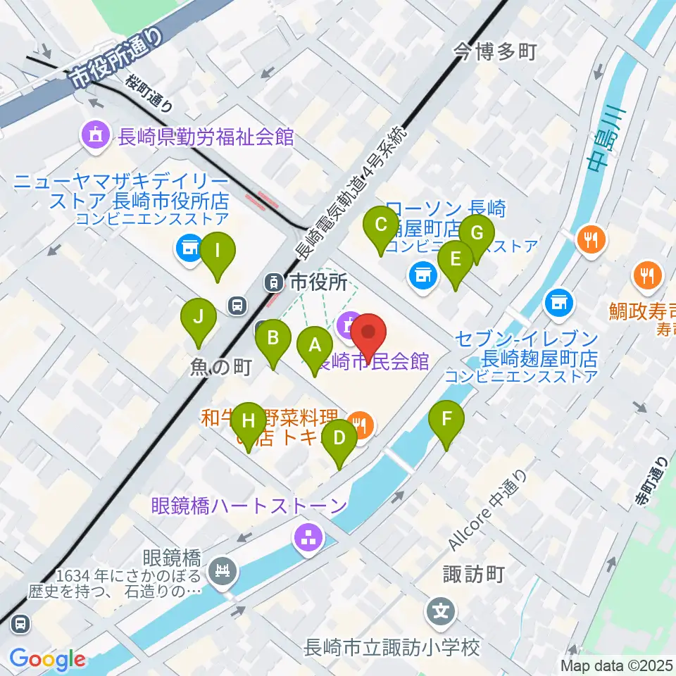 長崎市民体育館 周辺の駐車場・コインパーキング一覧地図