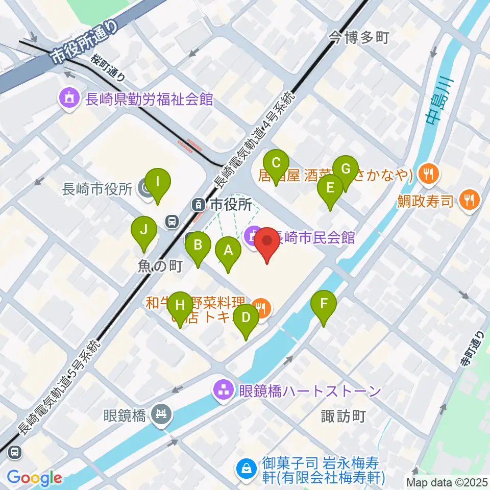 長崎市民体育館 周辺の駐車場・コインパーキング一覧地図