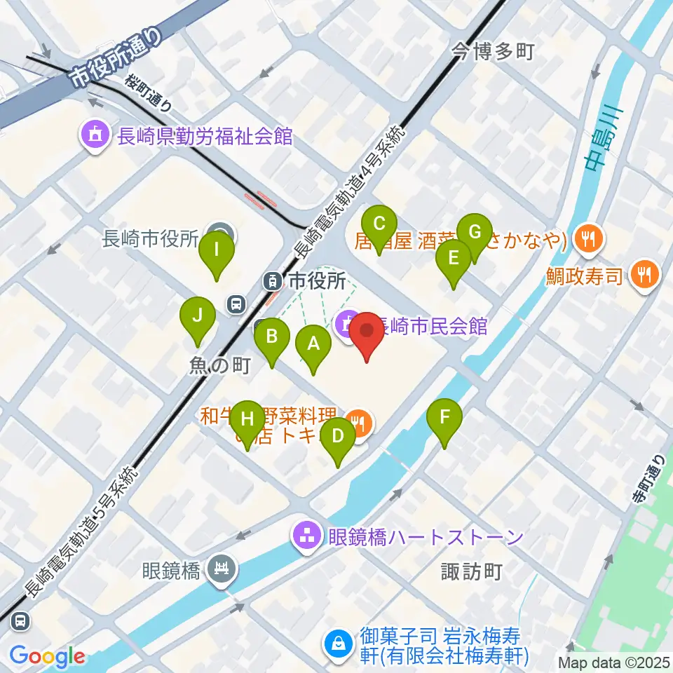 長崎市民体育館 周辺の駐車場・コインパーキング一覧地図