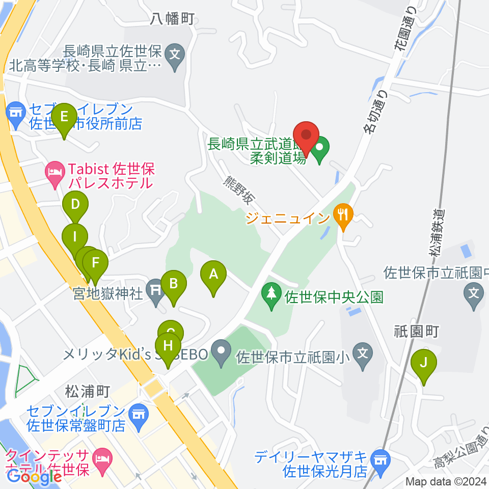 長崎県立武道館周辺の駐車場・コインパーキング一覧地図