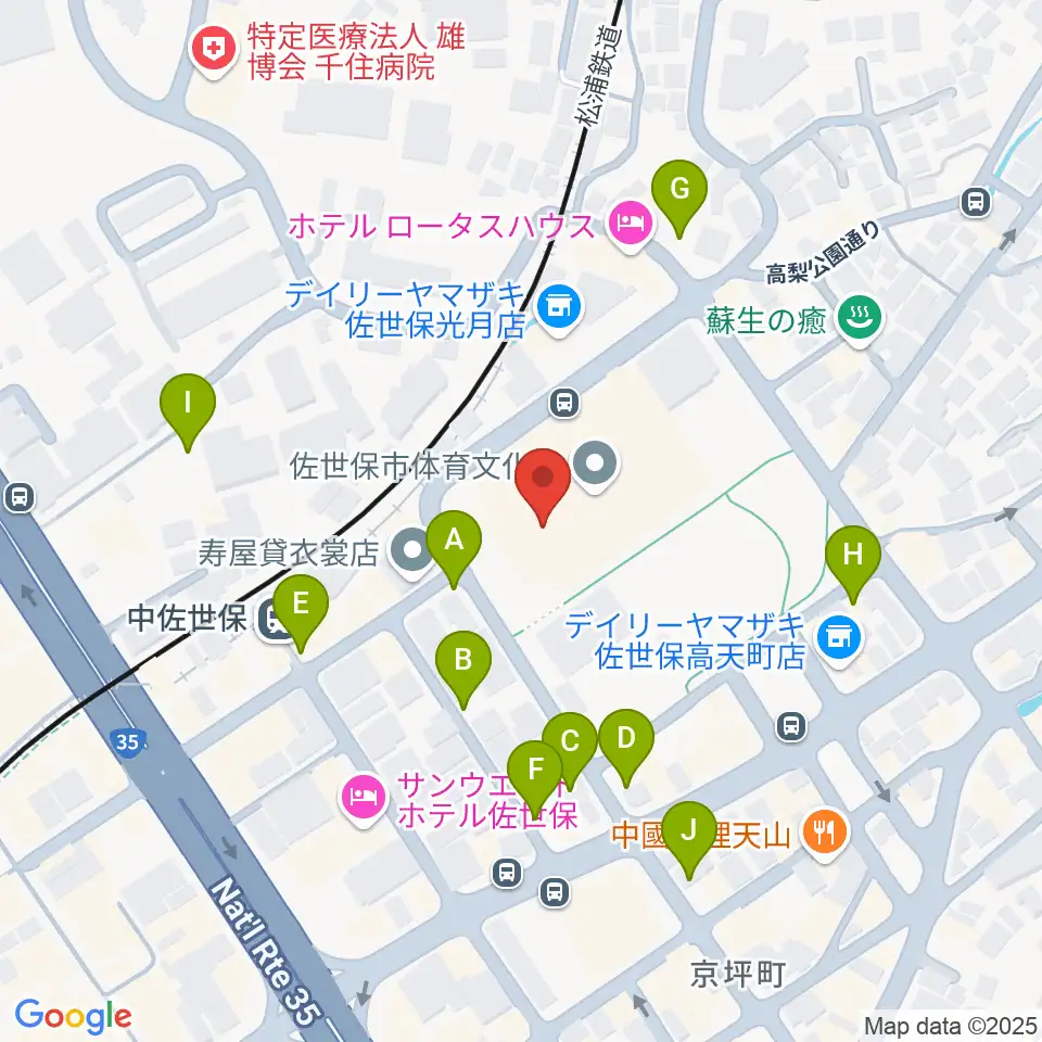 佐世保市体育文化館周辺の駐車場・コインパーキング一覧地図