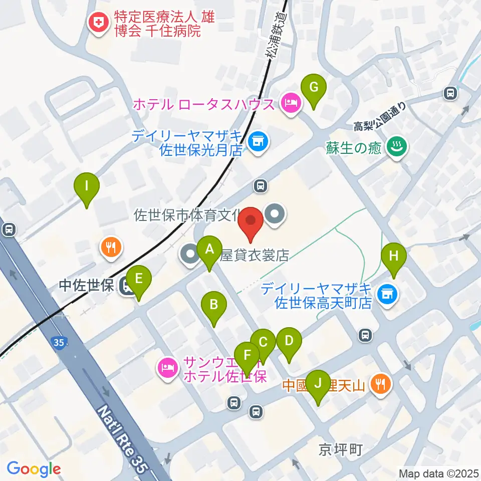 佐世保市体育文化館周辺の駐車場・コインパーキング一覧地図