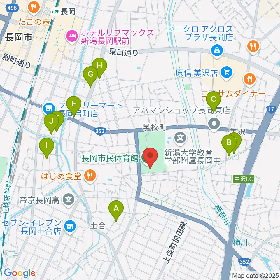 長岡市市民体育館周辺の駐車場・コインパーキング一覧地図