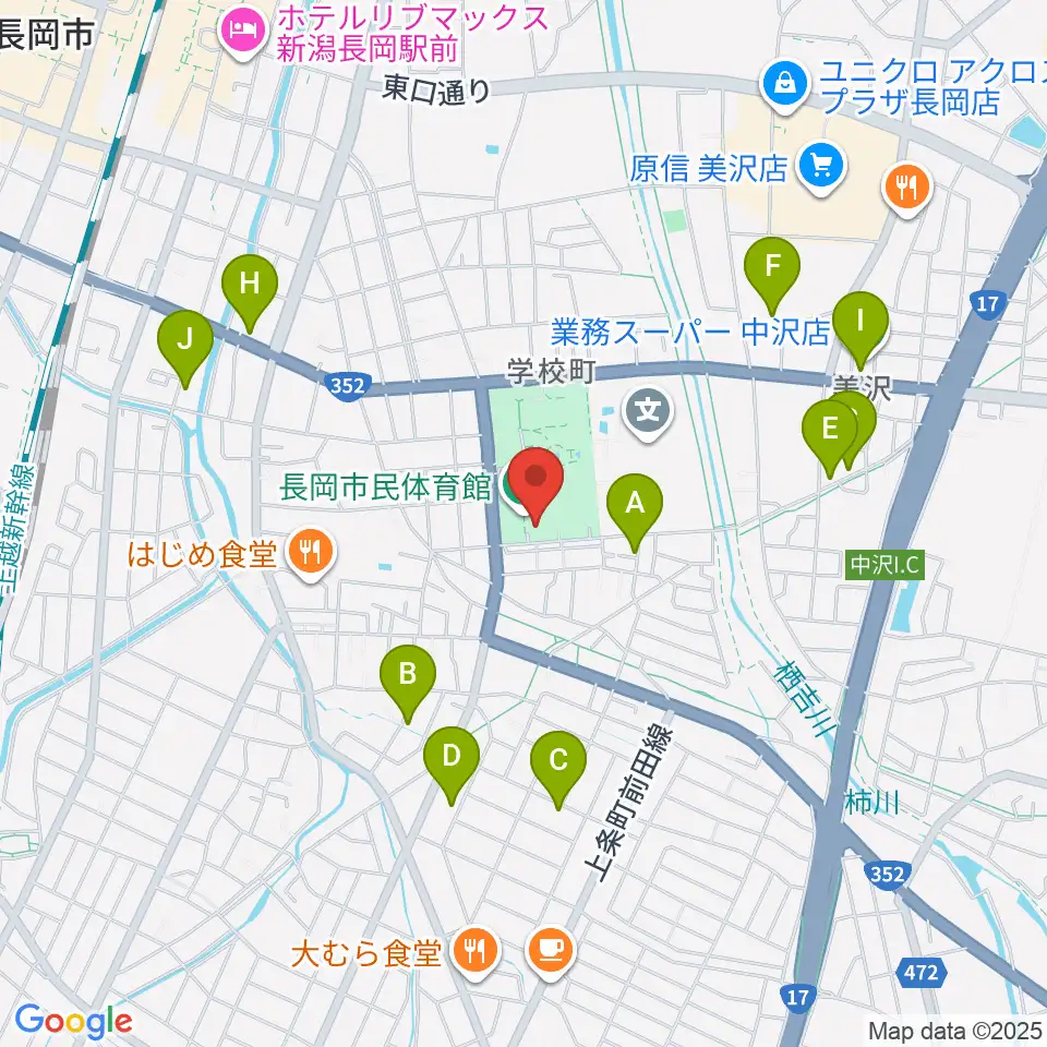 長岡市市民体育館周辺の駐車場・コインパーキング一覧地図