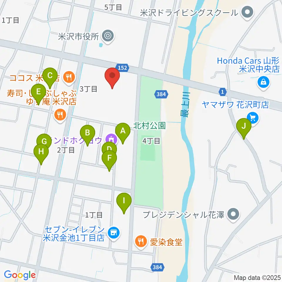 米沢市営体育館周辺の駐車場・コインパーキング一覧地図